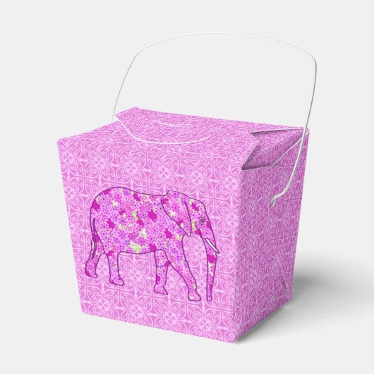 Bloem olifant - orchidee en magenta bedankdoosjes (Voorkant Zijde)