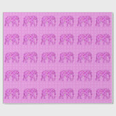 Bloem olifant - orchidee en magenta cadeaupapier (Vlak)