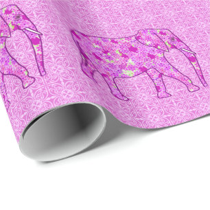 Bloem olifant - orchidee en magenta cadeaupapier