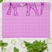 Bloem olifant - orchidee en magenta theedoek (Gevouwen)