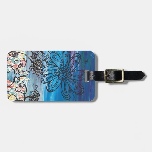 Bloem-olifanten Bagagelabel (Voorkant horizontaal)