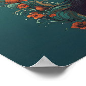 Bloem omcirkelde zeemeermin poster (Hoek)