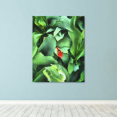 Bloem ondergedompeld in groen canvas afdruk (Insitu (Houten vloer))