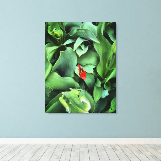 Bloem ondergedompeld in groen canvas afdruk (Insitu (Houten vloer))