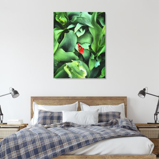 Bloem ondergedompeld in groen canvas afdruk (Insitu (Slaapkamer))