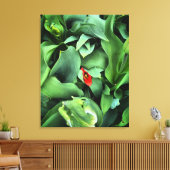 Bloem ondergedompeld in groen canvas afdruk (Insitu (Woonkamer))
