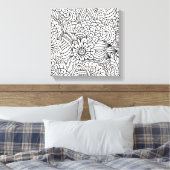 Bloem ontwerp Doodle 6 Canvas Afdruk (Insitu (Slaapkamer))