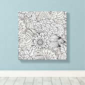 Bloem ontwerp Doodle 6 Canvas Afdruk (Insitu (Houten vloer))