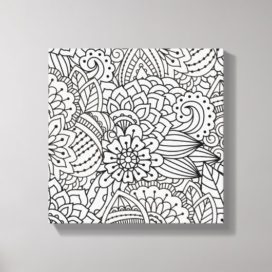 Bloem ontwerp Doodle 6 Canvas Afdruk (Voorkant)