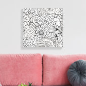 Bloem ontwerp Doodle 6 Canvas Afdruk (Insitu (Woonkamer))
