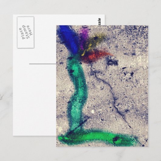 Bloem op beton briefkaart (Voorkant / Achterkant)