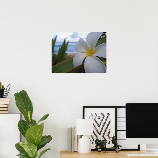 Bloem op de strand poster (Thuiskantoor)