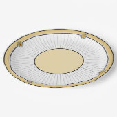 Bloem op Goldenrod Stripe Papieren Bordje (Gekanteld)