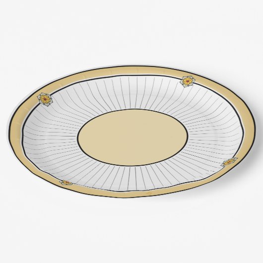 Bloem op Goldenrod Stripe Papieren Bordje (Gekanteld)