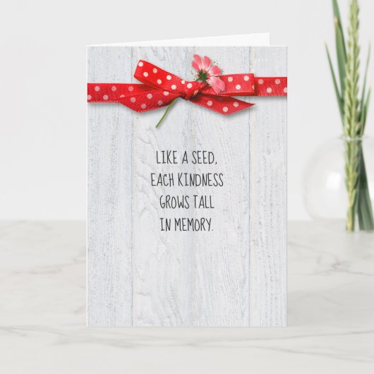 bloem op rode polka stik dank u kaart (Voorkant)