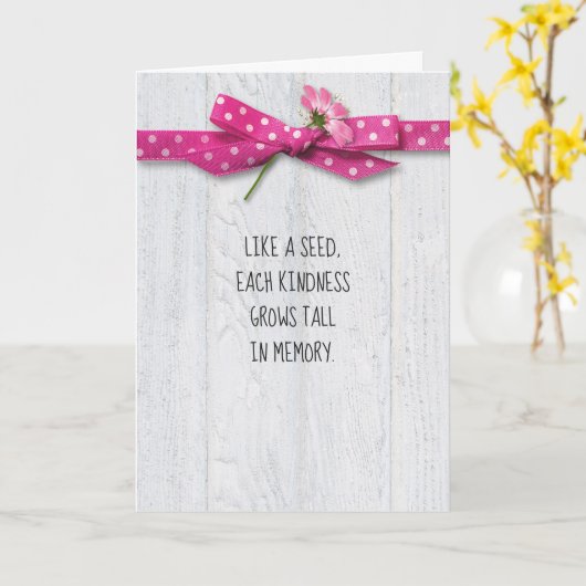 bloem op roze polka stik dank u kaart (Gele Bloem)