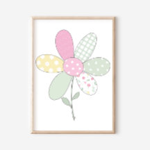 Bloem op witte achtergrond quilt kunstprintset