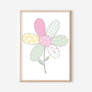 Bloem op witte achtergrond quilt kunstprintset poster