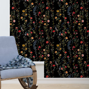 Bloem op zwarte wijnstokken behang