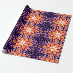 Bloem Oranje Paars en Wit Cadeaupapier