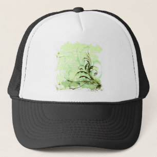 Bloem-ornament-Grunge-achtergrond-vector GROENE WH Trucker Pet