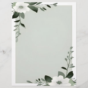 Bloem Overlay Rand in Sage Green Briefhoofd
