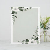 Bloem Overlay Rand in Sage Green Briefhoofd (Staand voorkant)