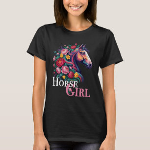 Bloem Paard Meisje Gewoon Meisje Die Van Paard Hou T-shirt