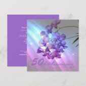 bloem paarse orchidee 50ste huwelijksverjaardag kaart (Voorkant / Achterkant)