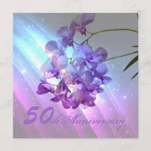 bloem paarse orchidee 50ste huwelijksverjaardag kaart