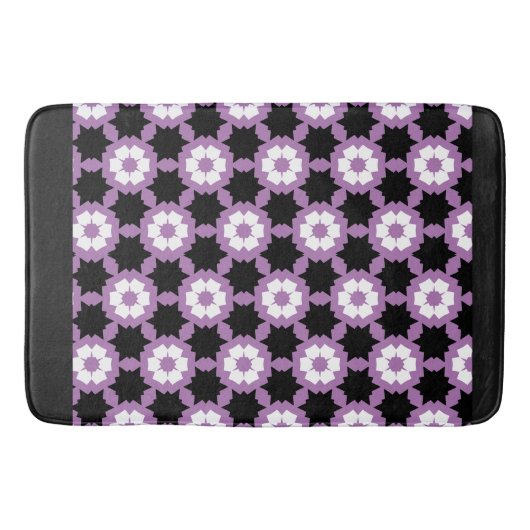 Bloem paarse wit zwart badmat (Voorkant)