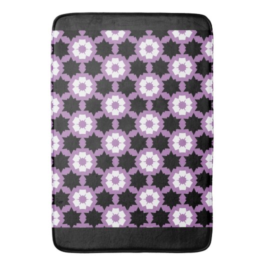 Bloem paarse wit zwart badmat (Voorkant Verticaal)