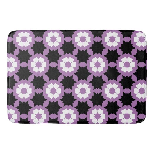 Bloem paarse wit zwart badmat (Voorkant)