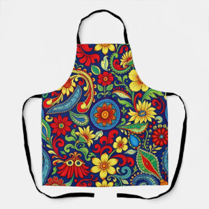 Bloem Paisley Ontwerp in Regenboogkleuren Schort