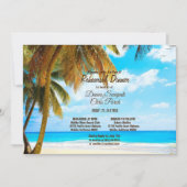 Bloem, palmbomen en oceaanbestemmingsrepetitie kaart (Voorkant)