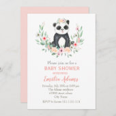Bloem panda voor babyshower uitnodiging (Voorkant / Achterkant)