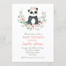 Bloem panda voor babyshower uitnodiging