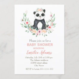 Bloem panda voor babyshower uitnodiging