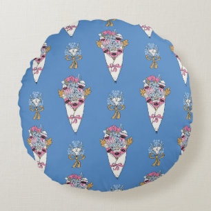 Bloem & Parfum Boeket Bundel op blauw Rond Kussen