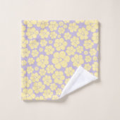 Bloem - Pastel - Geel en Paars Bad Handdoek (Wasdoekje)