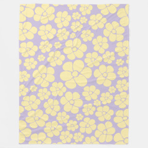Bloem - Pastel - Geel en Paars Fleece Deken