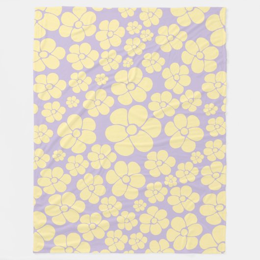 Bloem - Pastel - Geel en Paars Fleece Deken (Voorkant)