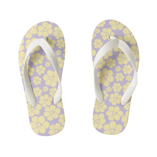 Bloem - Pastel - Geel en Paars Kinder Teenslippers