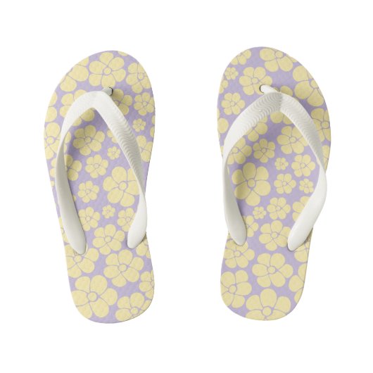 Bloem - Pastel - Geel en Paars Kinder Teenslippers (Voetbed)