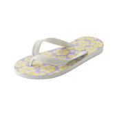 Bloem - Pastel - Geel en Paars Kinder Teenslippers (Schuin)
