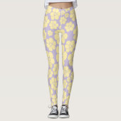 Bloem - Pastel - Geel en Paars Leggings (Voorkant)