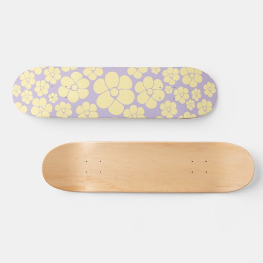 Bloem - Pastel - Geel en Paars Persoonlijk Skateboard (Horizontaal)
