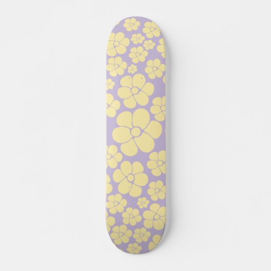 Bloem - Pastel - Geel en Paars Persoonlijk Skateboard (Voorkant)