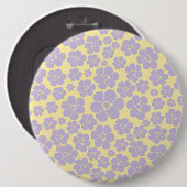Bloem - Pastel - Geel en Paars Ronde Button 6,0 Cm (Voorkant /achterkant)
