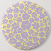 Bloem - Pastel - Geel en Paars Ronde Button 6,0 Cm (Voorkant)